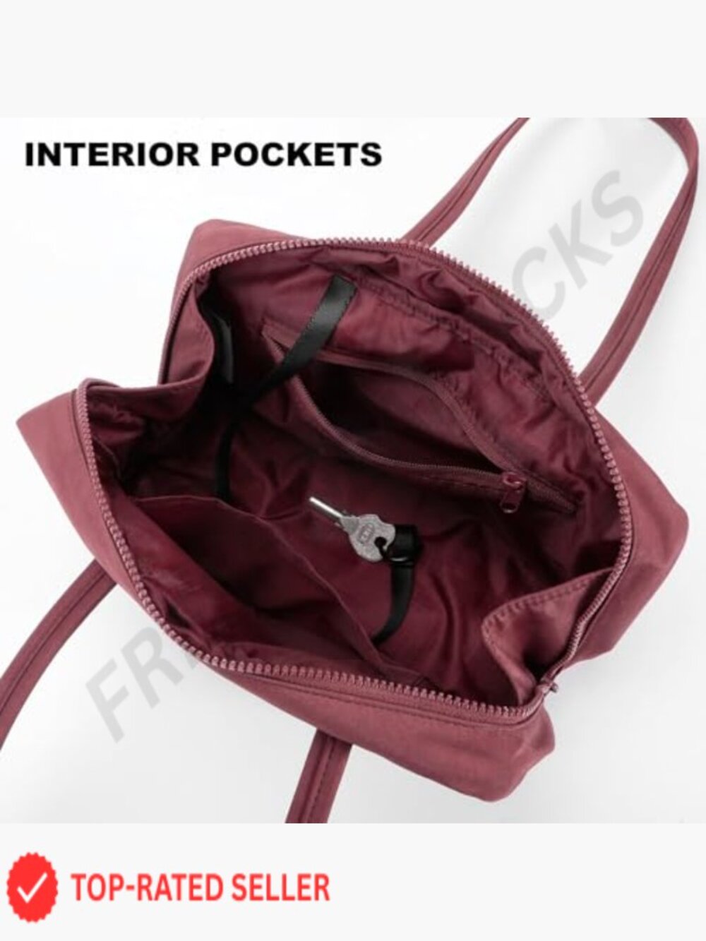 Slouchy Lightweight Bowler Bag East-West Design With Charm Loop Everyday Outings - Picture 5 of 7